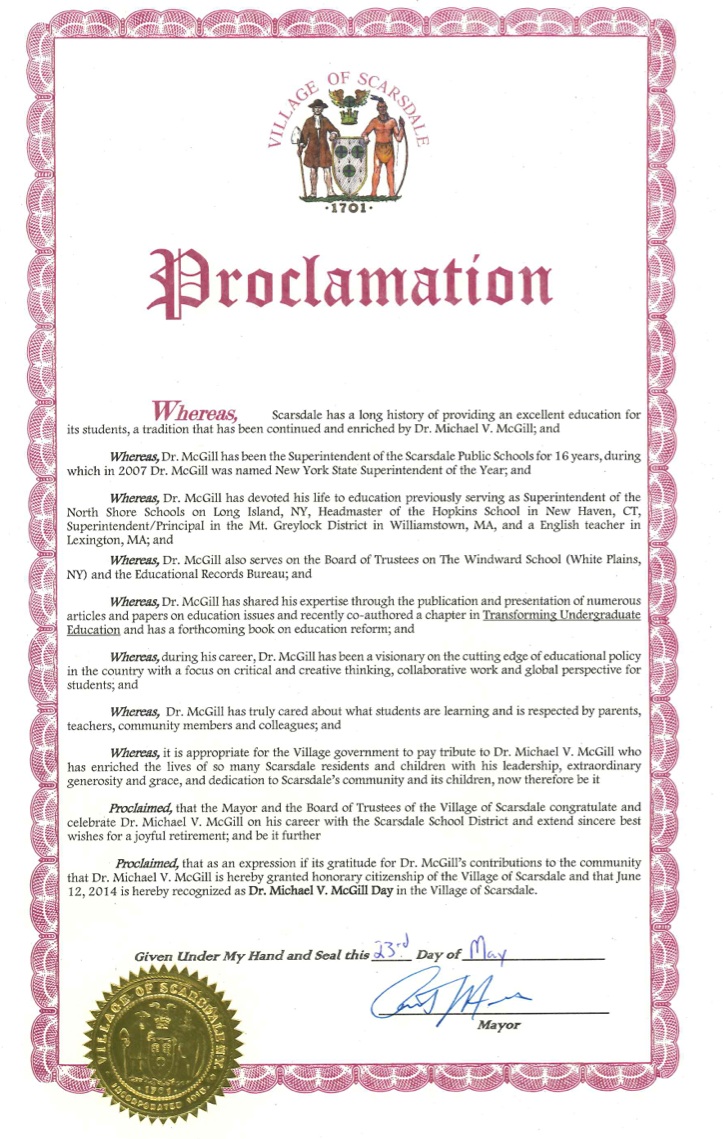 McGill Village Proclamation